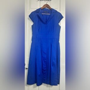 Jones Wear Strapless Fit-and-Flare Dress in Cobalt Blue